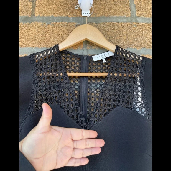 Sandro paris black mesh dress size 3 - Picture 6 of 14